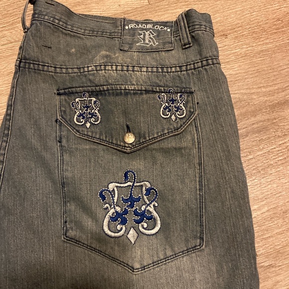 baggy wide leg jeans, grey-ish blue color with very nice fade, - Picture 3 of 5